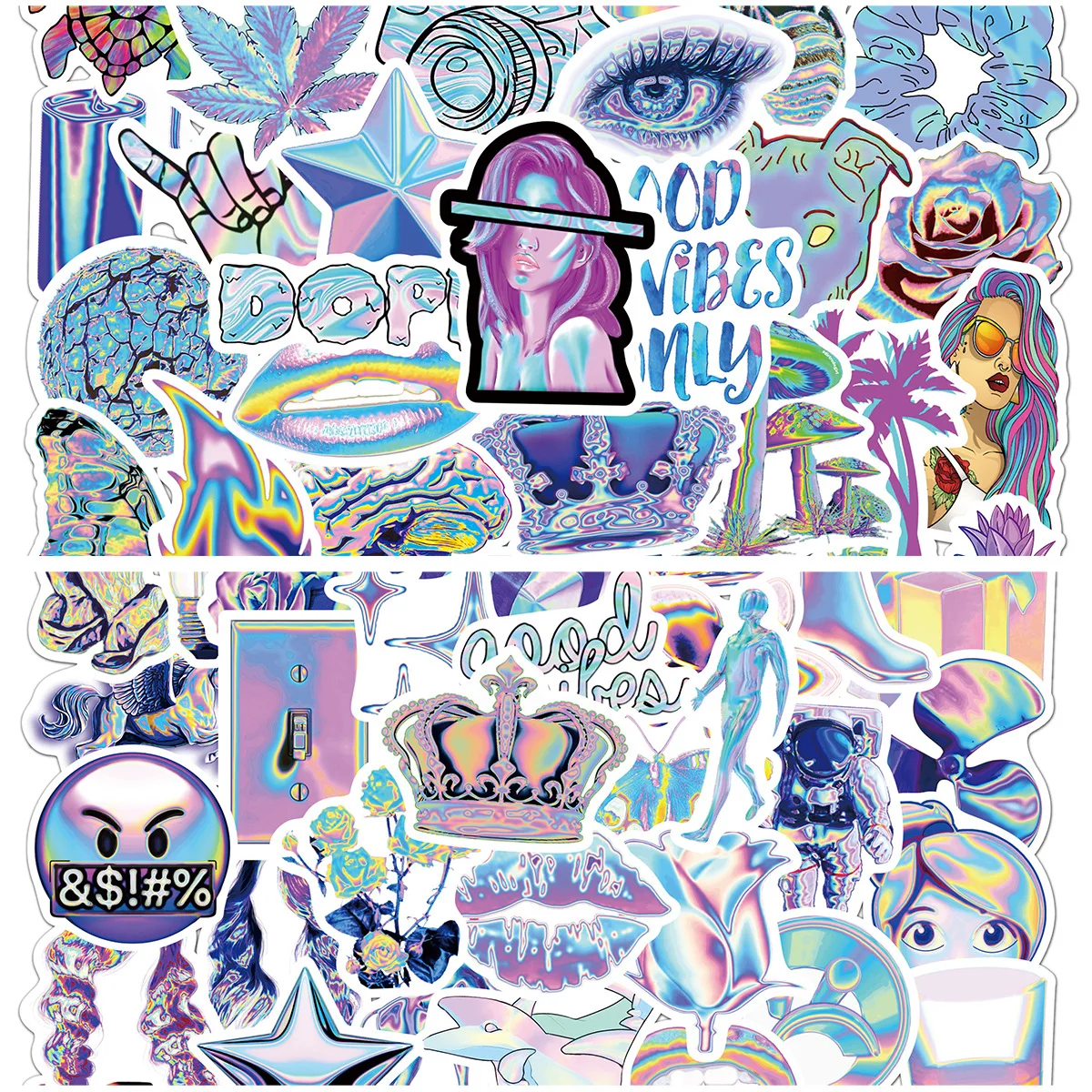 

100PCS Creative VSCO Holographic Laser Graffiti Stickers Cartoon Helmet Notebook Computer Stickers