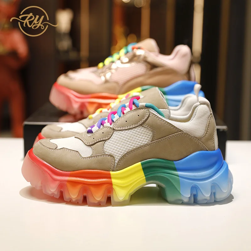 

Женская модель, женская обувь из натуральной кожи на платформе, новинка весны 2022, стильные кроссовки на платформе