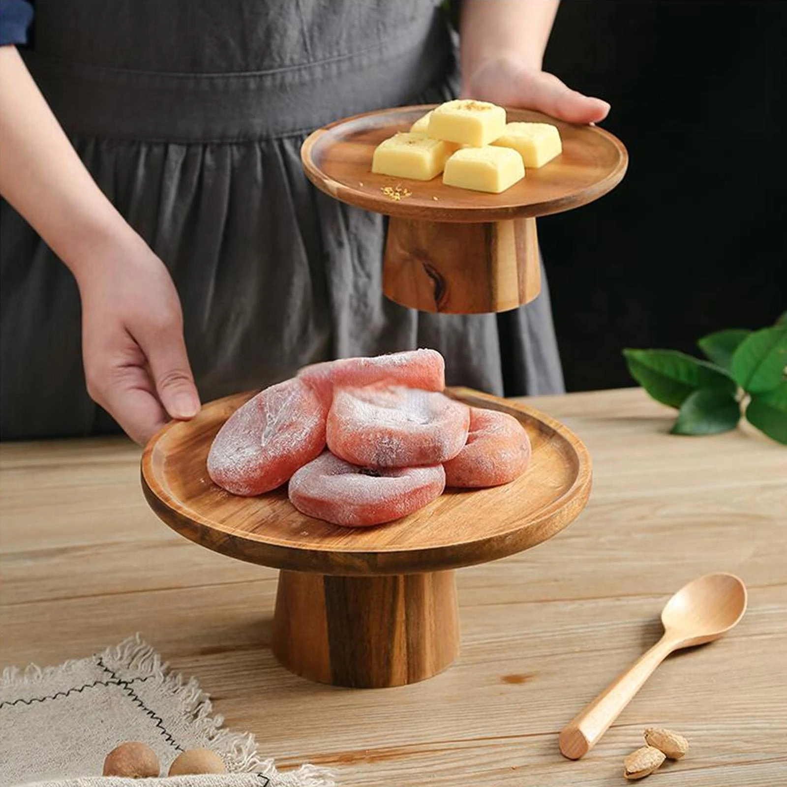 

Vintage Wooden High Foot Cake Plate Japanese Afternoon Tea Dessert Rack Afternoon Tea Plate Food Fruit Sushi Display Rack