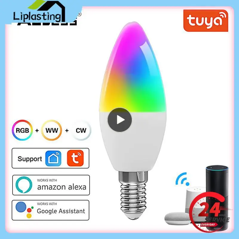 

1~8PCS E14 Smart Bulb Timing Function Voice Control Dimmable Light Remote Control Led Candle Bulb Smart Home Wifi Smart Bulb Rgb