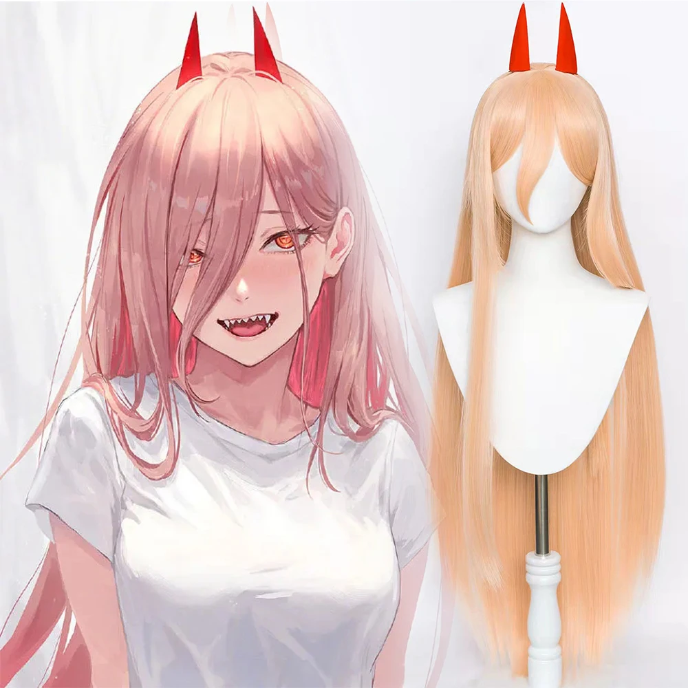 

Парик для косплея бензопилы, длинный прямой оранжевый, для Хэллоуина, вечеринки, ролевых игр, термостойкие волосы из волокна, с бесплатной ш...