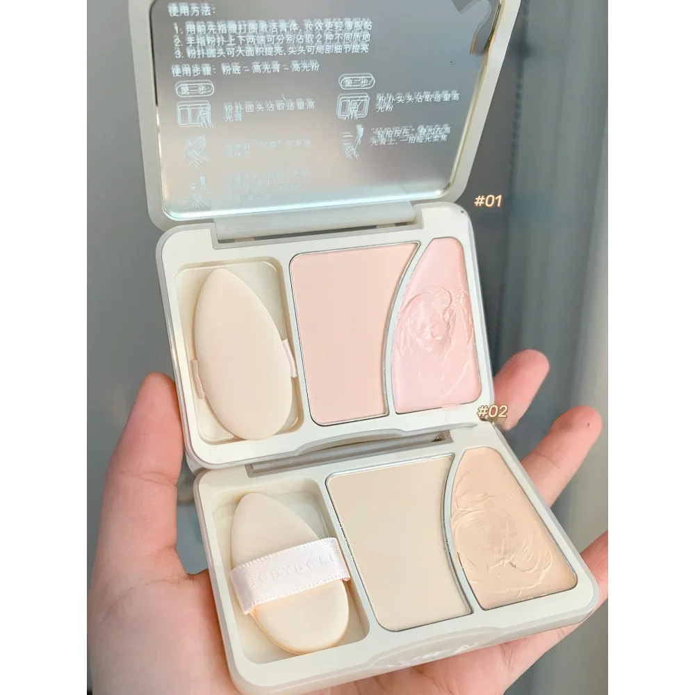 Палитра хайлайтеров JudydoLL Duplex кремовая и пудра универсальный матовый мелирующий