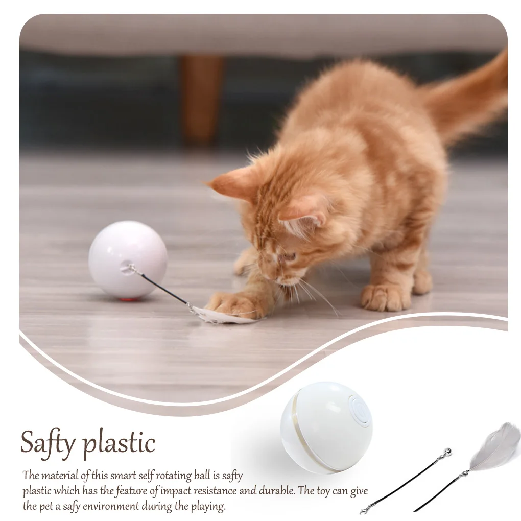 

Pets Interactive Rechargeable Ball Toys Automatic Intersting Feather Intellegent Self Rotating 360 Degree Accessories