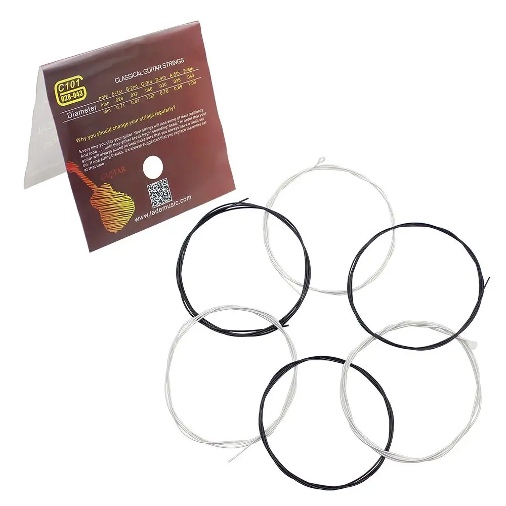 

6 Pcs Guitar Strings Classical Guitar String Set Black Nylon Core Silver-Plated Copper 1st-6th Drop Shipping