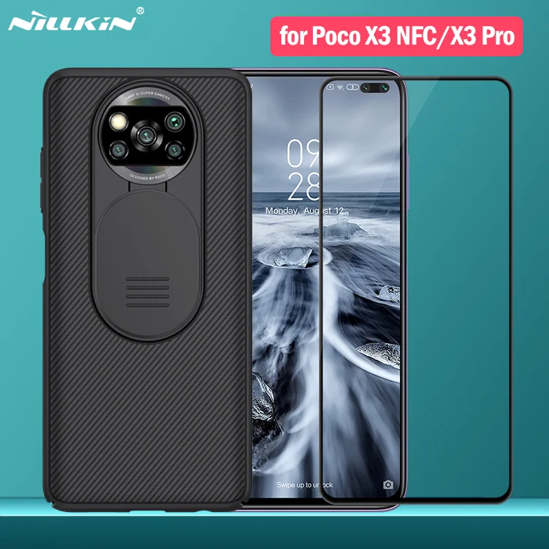 

2-in-1 Nillkin Case+Glass for Xiaomi Poco X3 Pro/Poco X3 NFC Case CamShield Camera Protection Cover with Tempered Glass