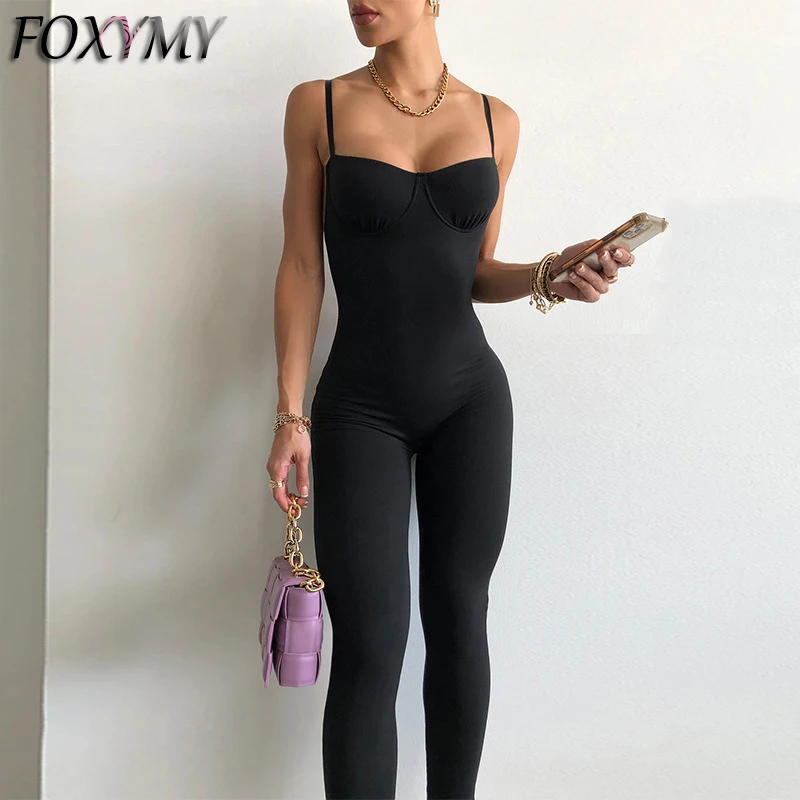 

Women Strap Long Jumpsuit Bodycon Sexy Streetwear Fitness Sportswear 2022 Summer Backless Club Outfit Body