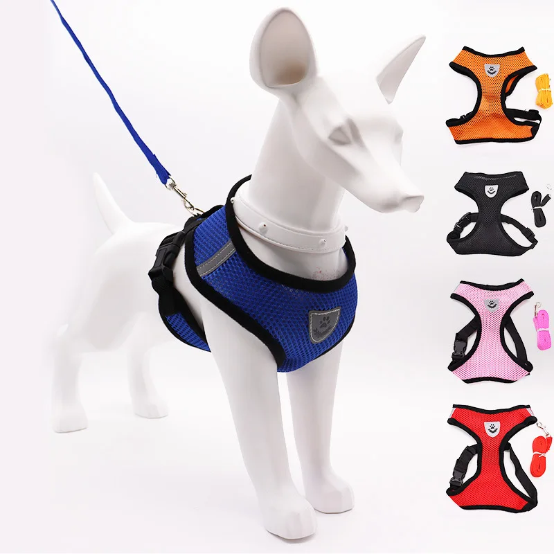 

New Dog Harness Leash Set for Small Dogs Adjustable Puppy Cat Vest Leash French Bulldog Pug Outdoor Walking Lead Leash