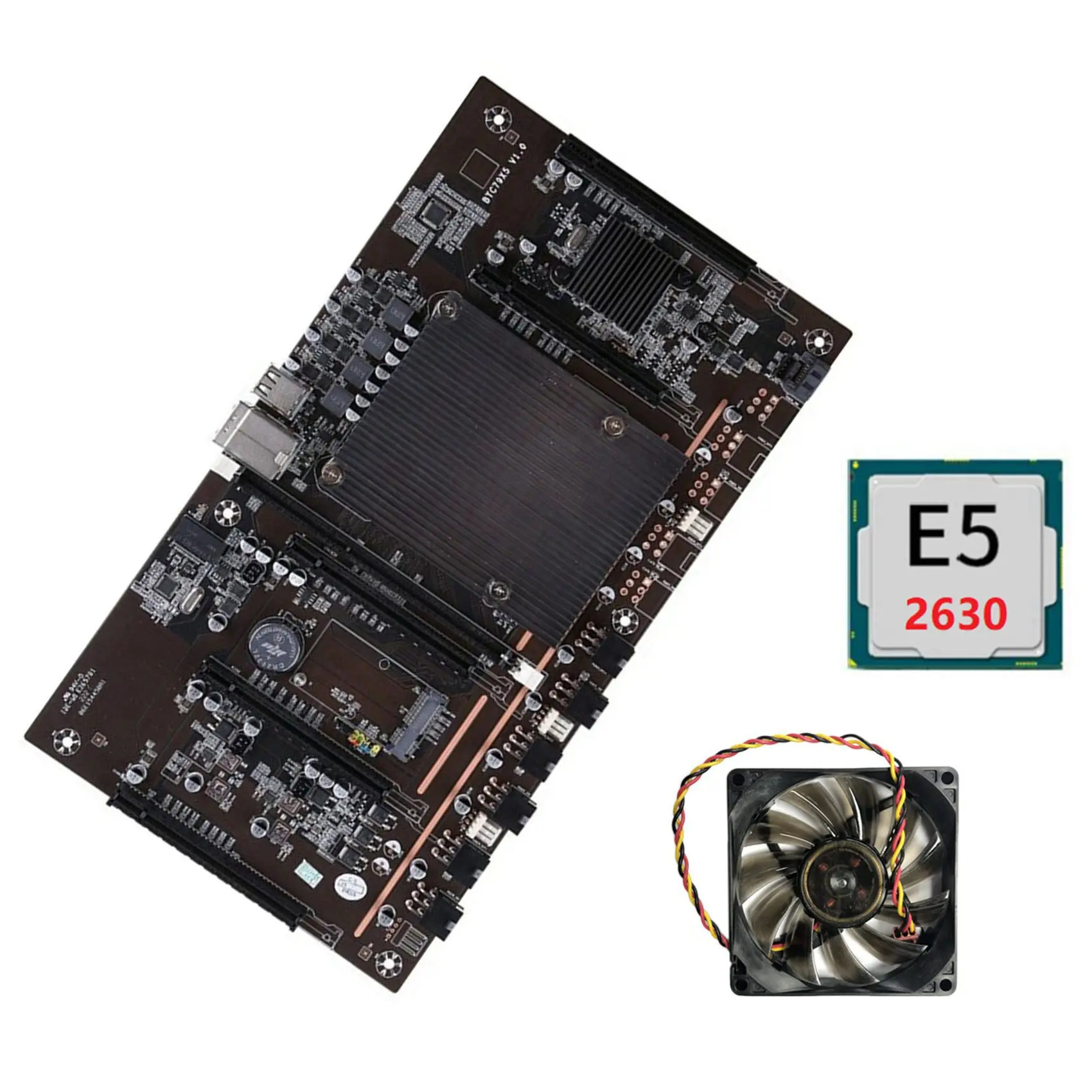 

X79 H61 BTC Miner Motherboard LGA 2011 DDR3 Support 3060 3070 3080 Graphics Card with E5 2630 CPU and Cooling Fan