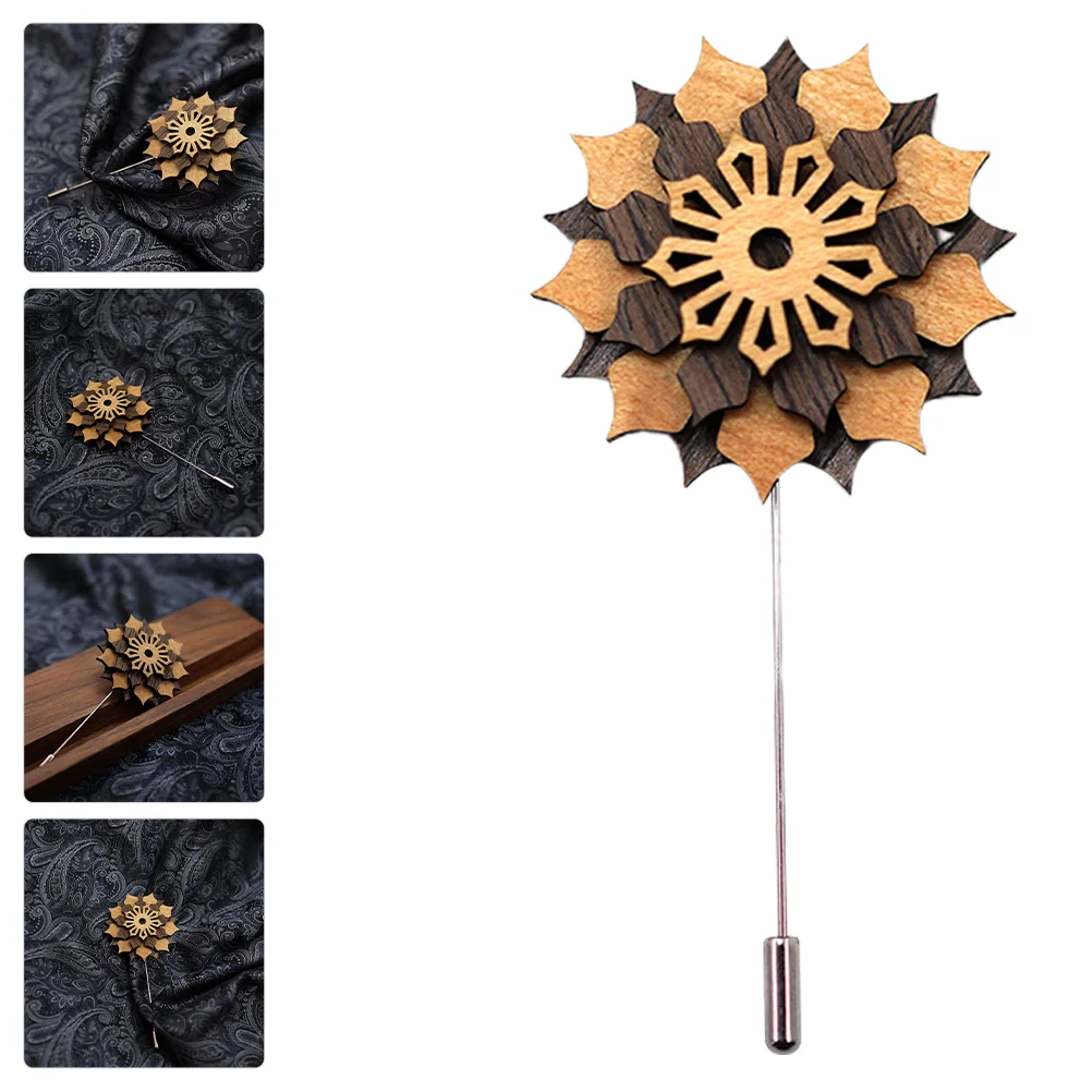 

Pearl Jewelry Clothing Accessories Boutonniere Pin Men Collar Flower Brooch Prom Wooden Brooches Men's