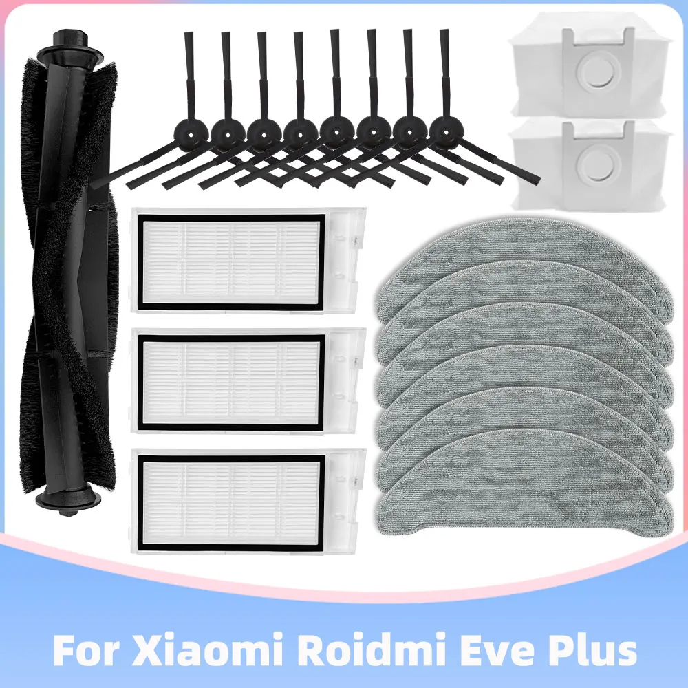

Hepa Filter Main Side Brush Mop Dust Bag Replacement For Xiaomi Roidmi Eve Plus SDJ01RM Robot Vacuum Cleaner Parts Accessorise