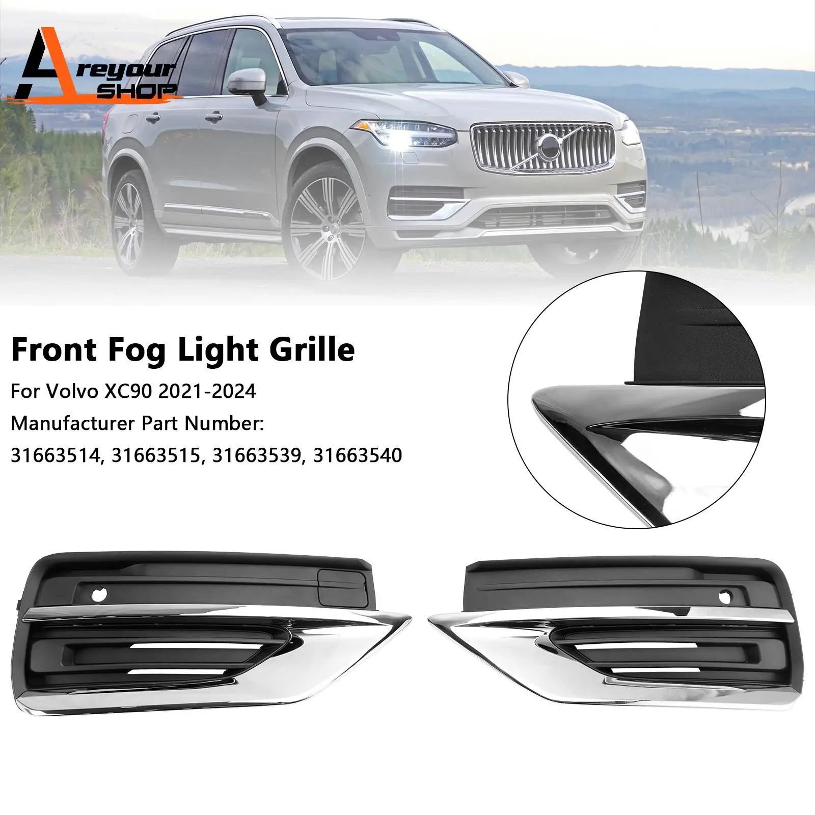 

Передний бампер, противотуманная решетка, противотуманная фара, решетка для Volvo XC90 2021-2024, 2 шт.