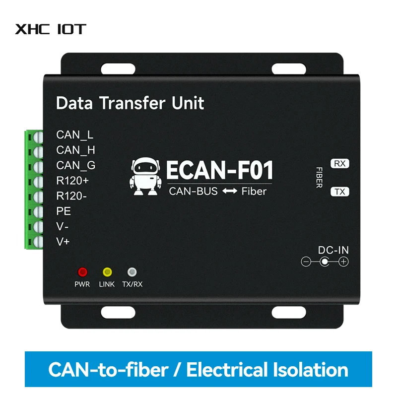 

1Set Wireless Modem CAN to Fiber Optic XHCIOT ECAN-F01 DC:8V~28V 20KM Electrical Isolation Protection 5k-1Mbps Baud Rate Can2.0