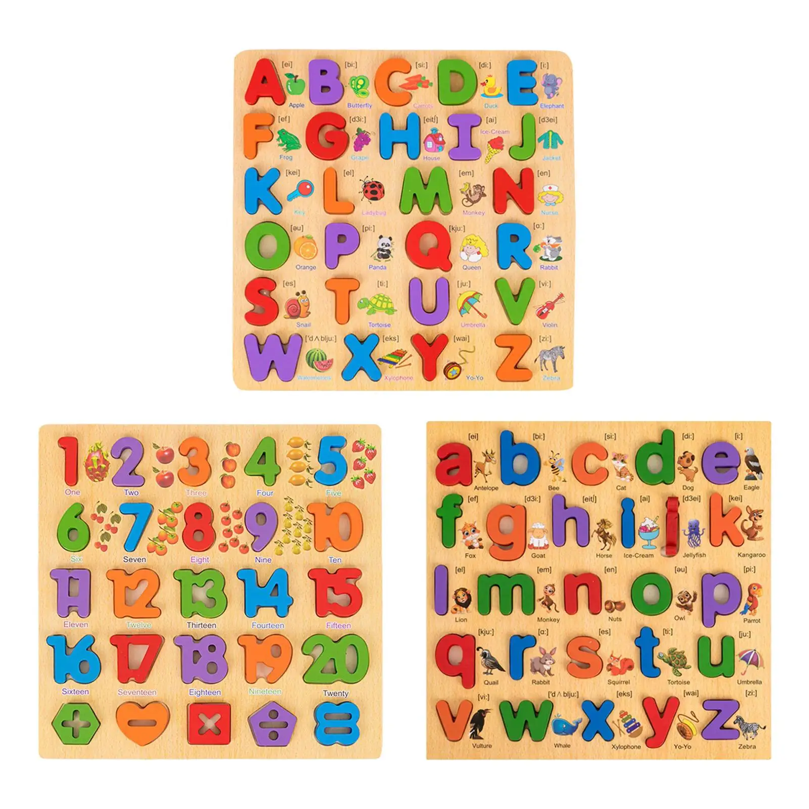 

Wood Alphabet Animal Jigsaw Puzzle Board Set Alphabet Practice Boys Girls