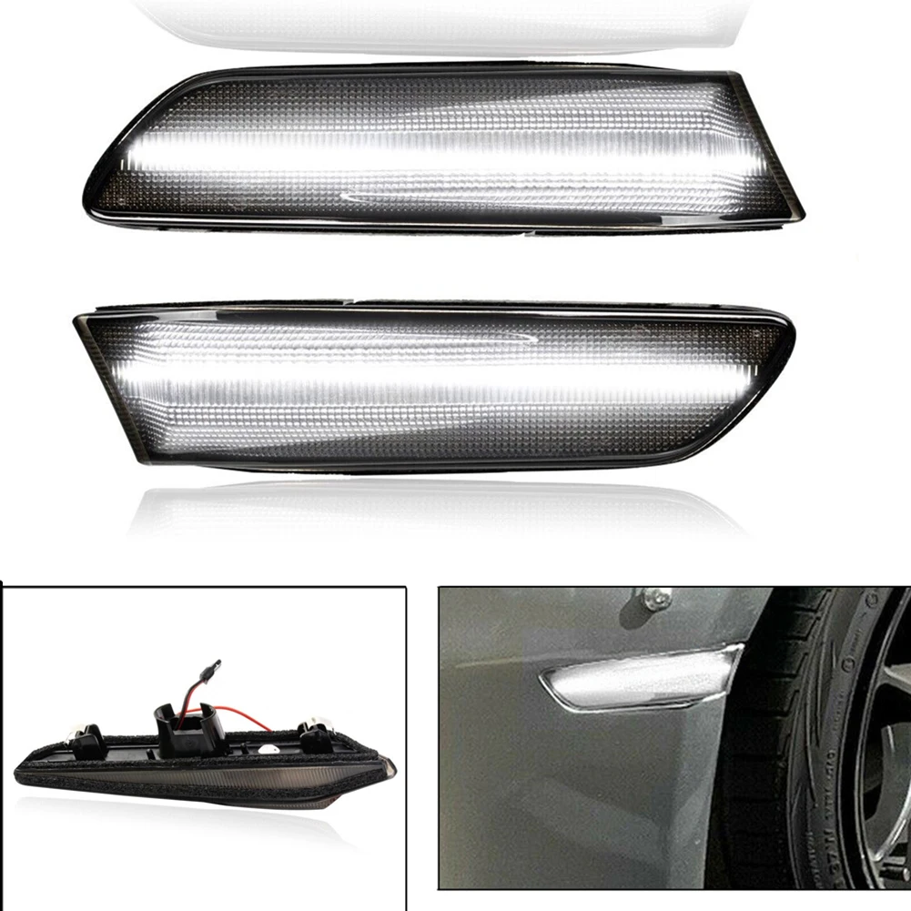 

Brand New Marker Lights LED 26185-AL520 2pcs Front Bumper Side IN2551108 Smoked Ultrasonically Sealed Waterproof