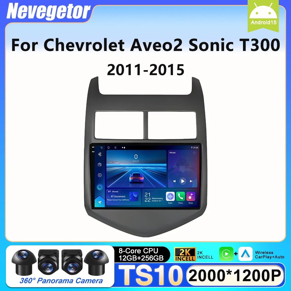 Фото Автомагнитола Android 16 CarPlay для Chevrolet Aveo2 Sonic T300 2011-2015, мультимедийный плеер с GPS-навигацией, 2DIN №2