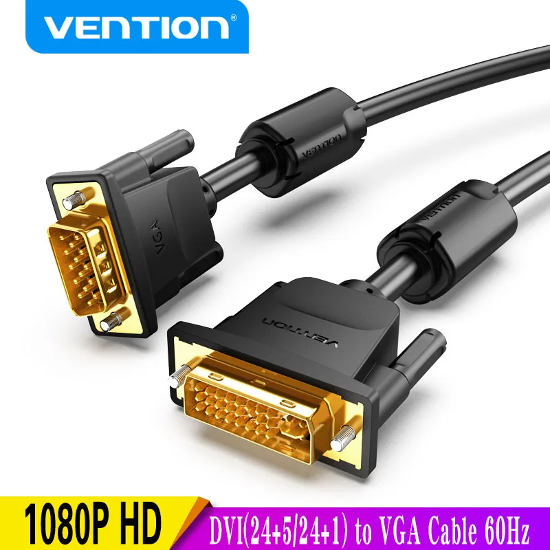 

Vention DVI to VGA Cable 1080P 60Hz DVI-I 24+5/24+1 DVI Male to VGA Male Adapter Converter for Laptop Monitor Cable DVI VGA Cabl