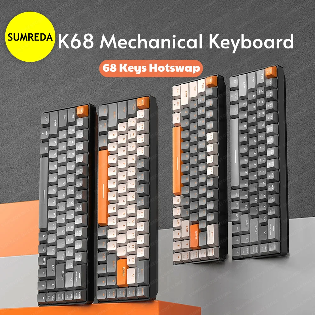 

K68 Keyboard 2.4G/BT5.0 Wireless Gaming Keyboard Mechanical Keyboard 68 keys Wireless Hot swap Keyboard Russian Keyboards