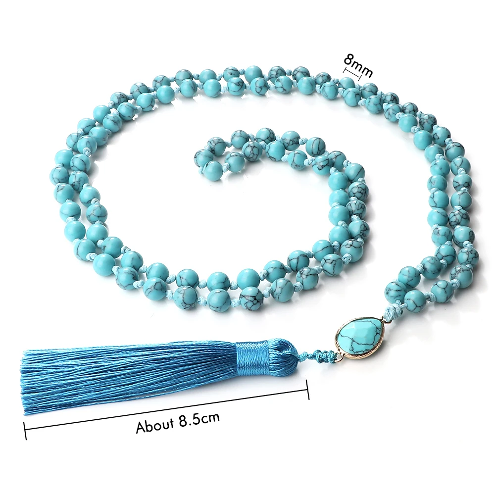 Ожерелье из натурального камня 8 мм 108 бусин Длинная подвеска для медитации