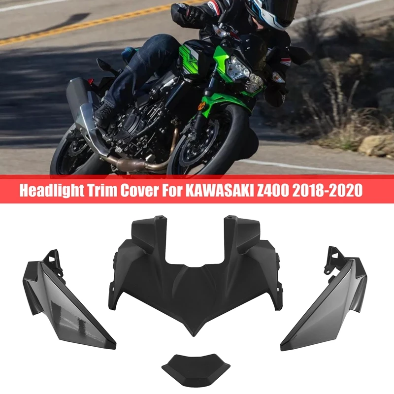 

Motorcycle Front Head Light Cowl Upper Fairing Housing Side Nose Headlight Trim Cover for KAWASAKI Z400 2018-2020