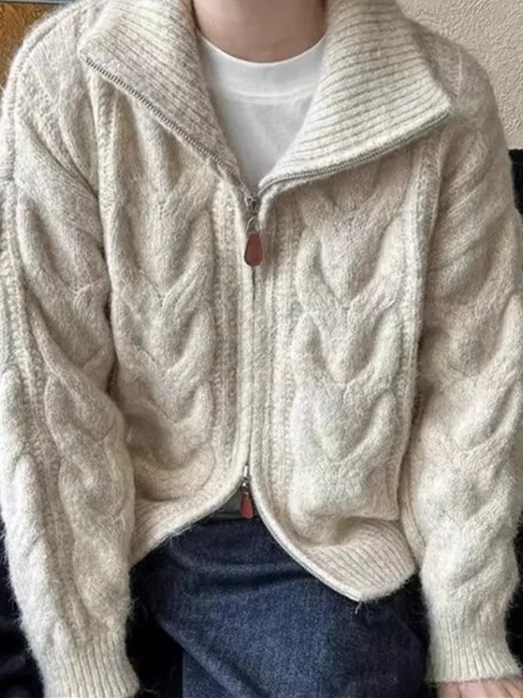 Высококачественный дизайн кардиган с двойной молнией верхняя одежда женский