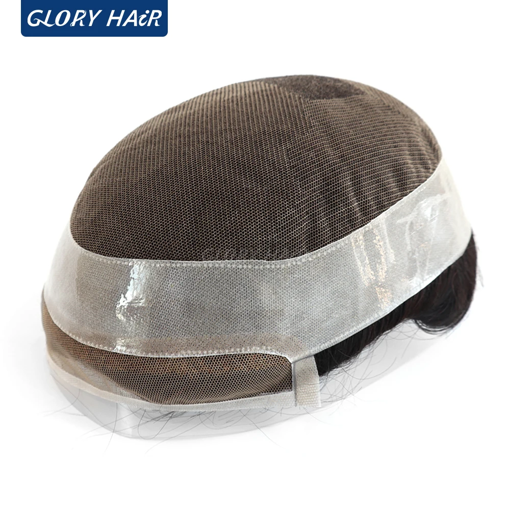 GLORYHAIR New Swiss Lace- Invisible Hairline Toupee Human Hair Lace Frontal Wig for Men 130% Hair Density Hair Patch