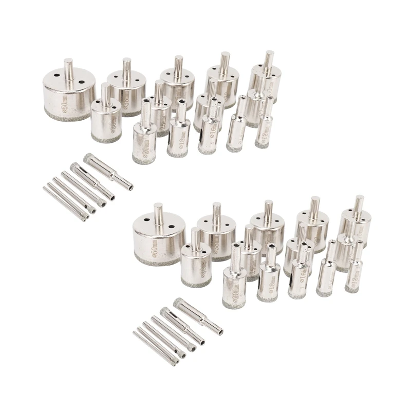 

Набор алмазных сверл 40 шт., 3-50 мм, для резки отверстий, стекла, мрамора, гранита