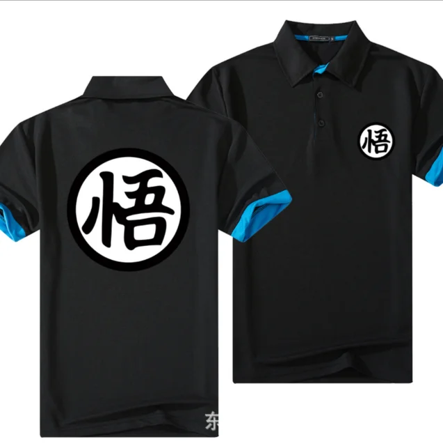 

Camisa de polo masculina de algodão, camisa casual de mangas curtas respirável para GOKU camisa de tênis de golf