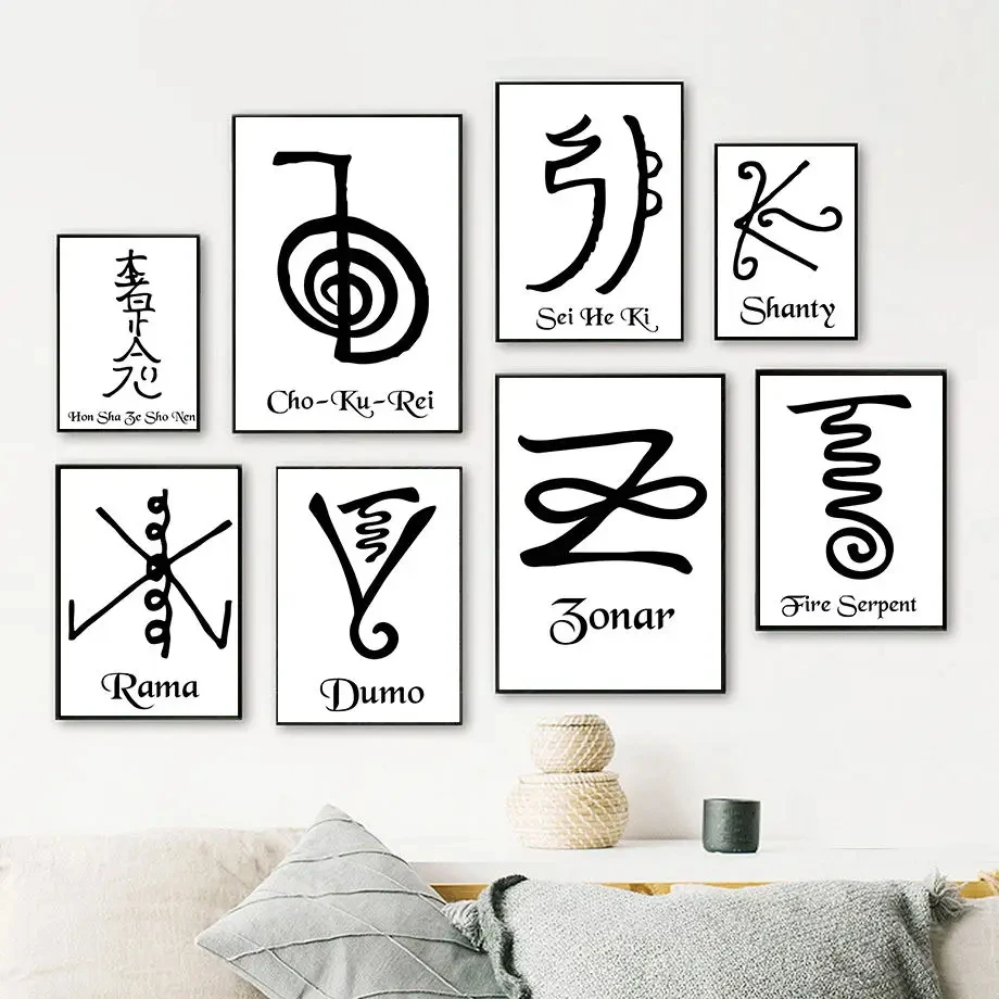 

Reiki Cho Ku Rei Sei He Ki Symbol Chakra Energy Canvas PaintingWall Art Nordic Posters And Print Pictures For Living Room Decor