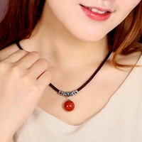 womens vintage ethnic graceful short necklace rope chain agate beads simple joker jewelry one the neck 2022 new elegant choker