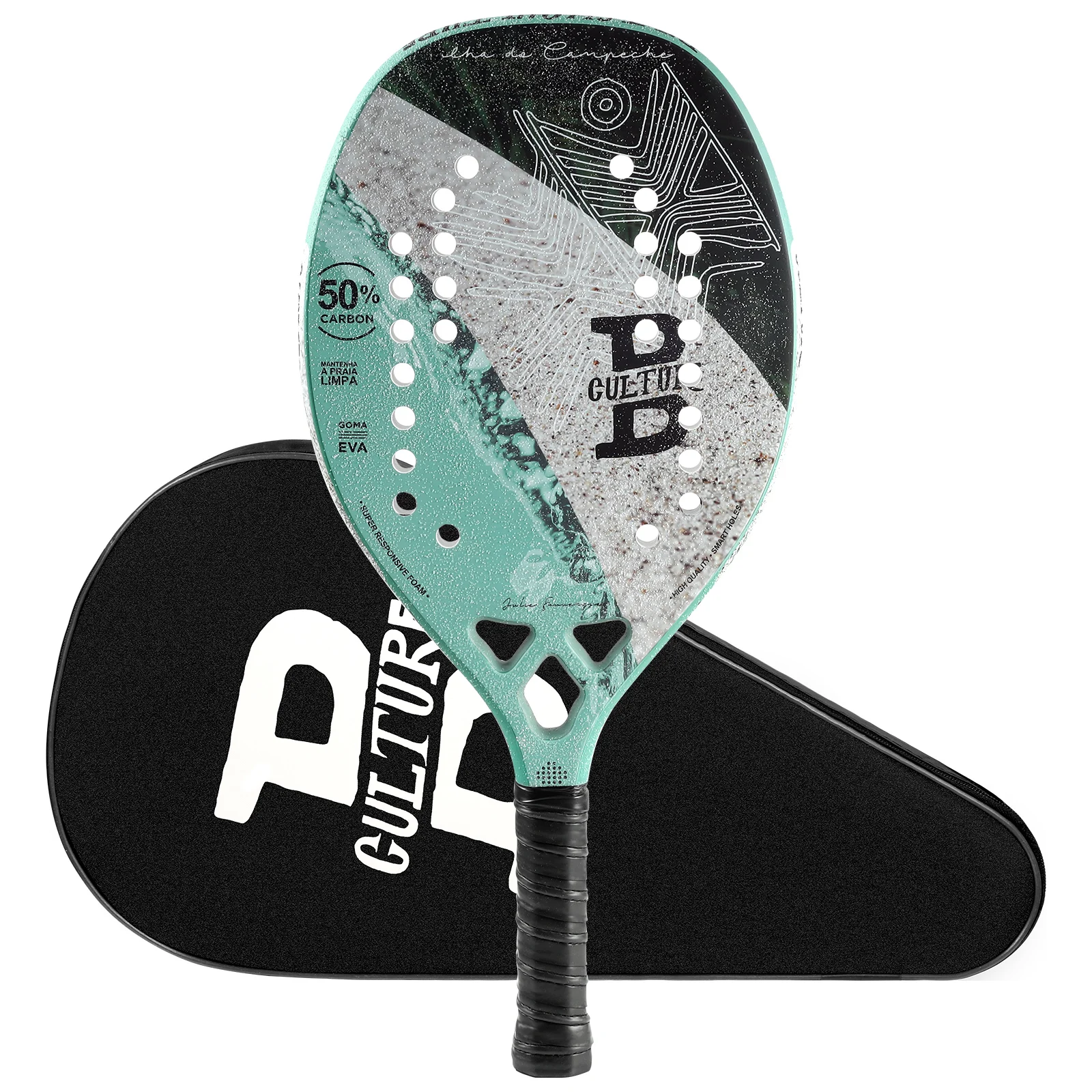 Beach Culture Carbon Fiber Padle Beach Tennis Racket Tenis Paddle Racquet Tennis Accessory