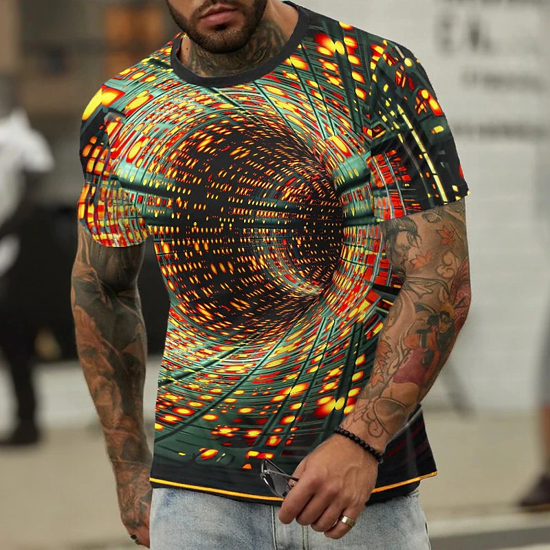 Футболка мужская летняя с 3D-принтом цифровая тенниска черными отверстиями