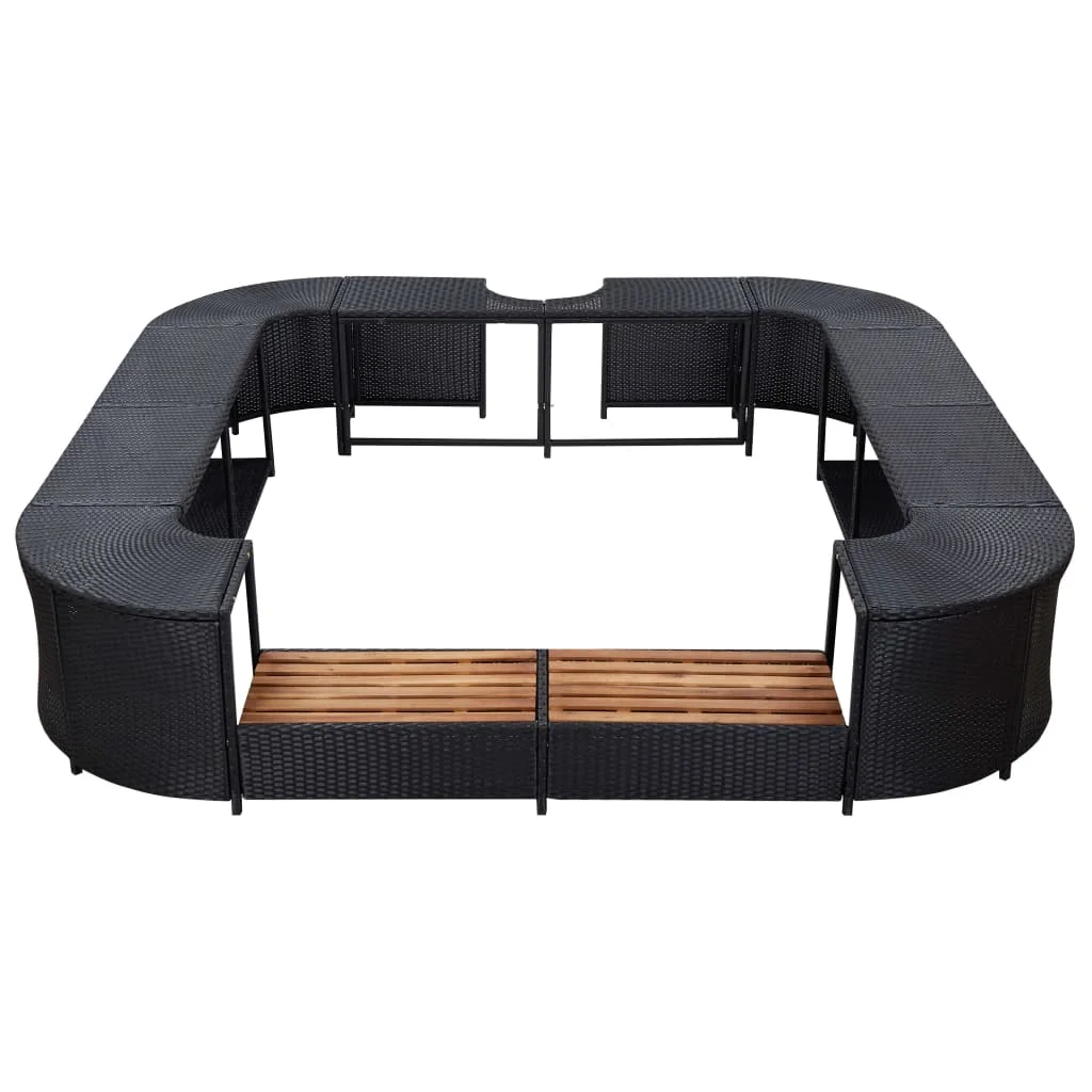 

Outdoor Hot Tubs Square Whirlpool Bathtub Edge PE Rattan 268x268x55 cm Weather-Resistant Easy Assembly and Clean Black