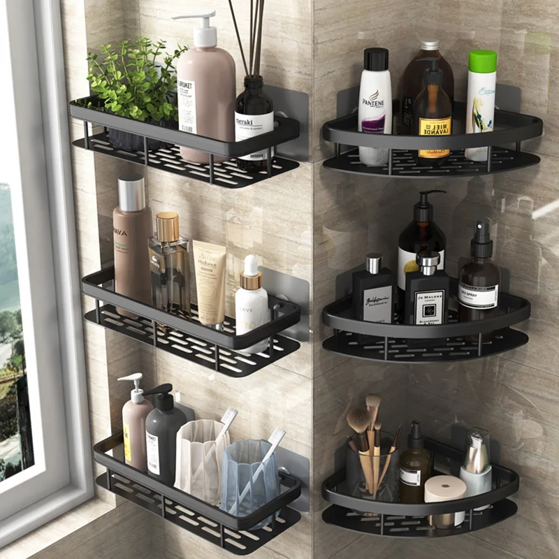 

Bathroom Shelves No-drill Corner Shelf Shower Storage Rack Holder Toilet Organizer Bathroom Accessories полка для ванной