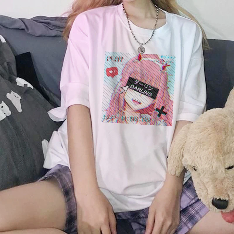 

Летняя свободная и удобная повседневная футболка Harajuku Kawaii японское аниме мягкая женская футболка с коротким рукавом модная Ретро одежда