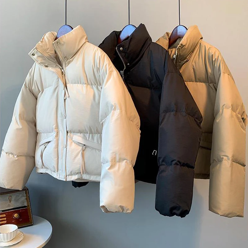 2022 Autumn Winter Loose Women Parkas Long Sleeve Zipper Solid Ladies Jacket Casual Female Clothes Outwear Coats