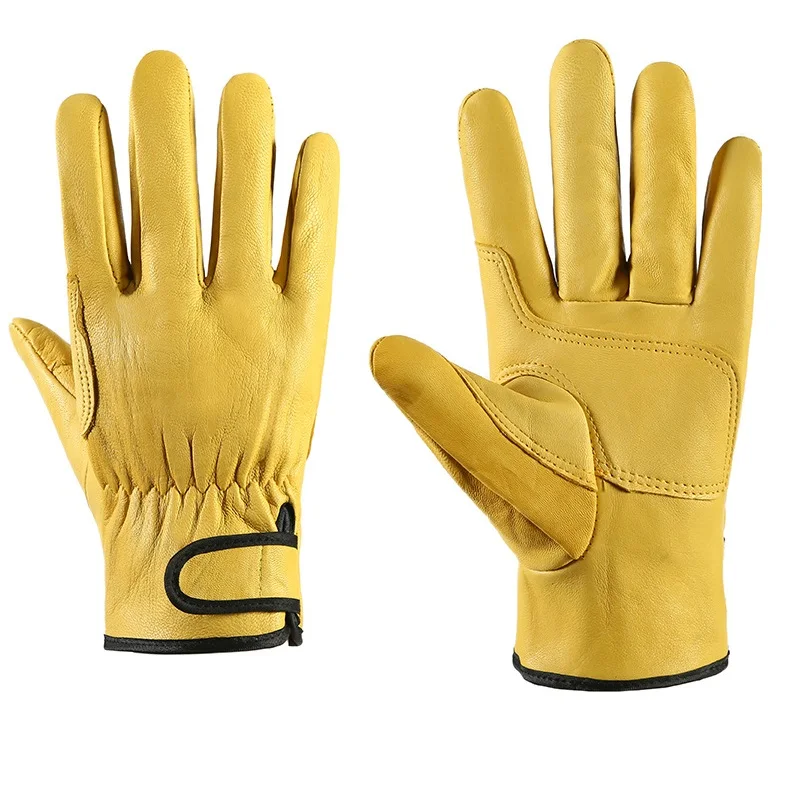 Work Gloves Leather Workers Work Welding Safety Protection Garden Sports Motorcycle Driver Wear-resistant Gloves Average code chemical protective clothing