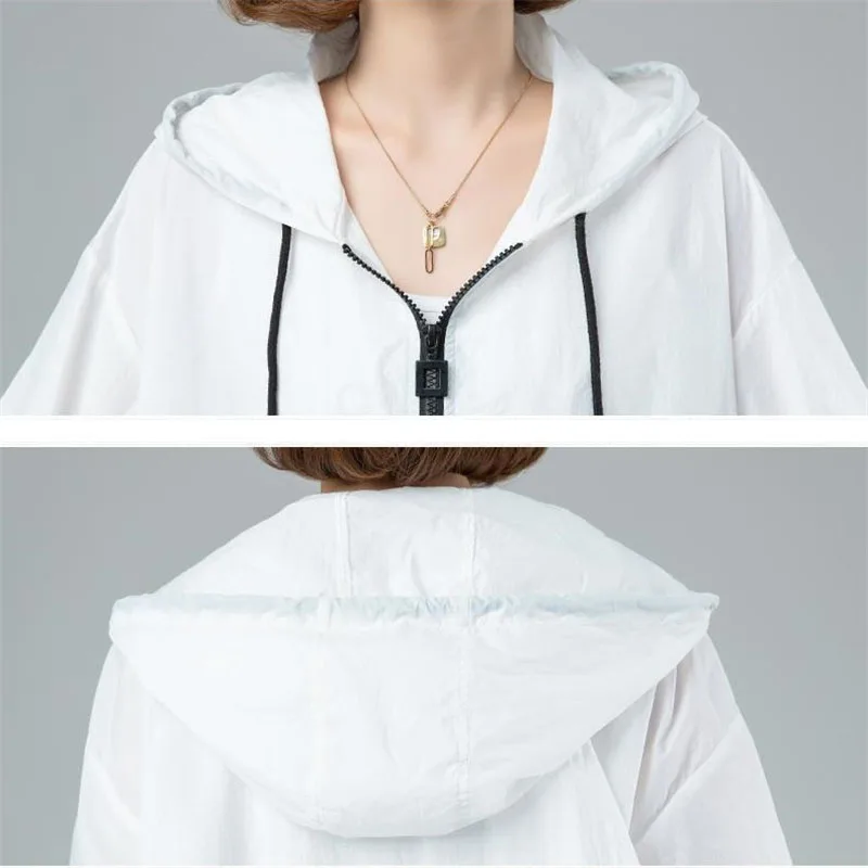 Женская куртка новинка 2022 солнцезащитное тонкое пальто ветровка с капюшоном