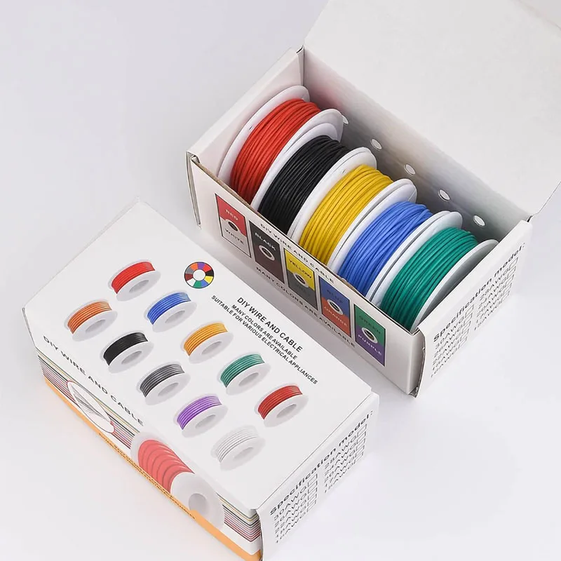 Гибкий силиконовый провод из луженой меди 28 AWG/0 08 мм² 5 цветов 10 8 футов/10 м