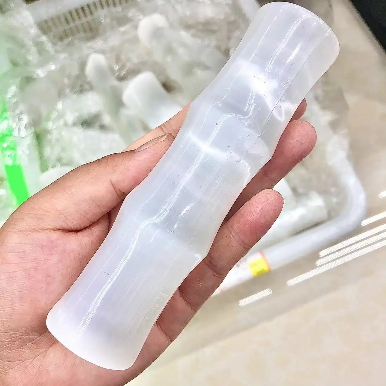 

Nartual Gypsum Selenite Satin Crystal Bamboo Decorations Gift