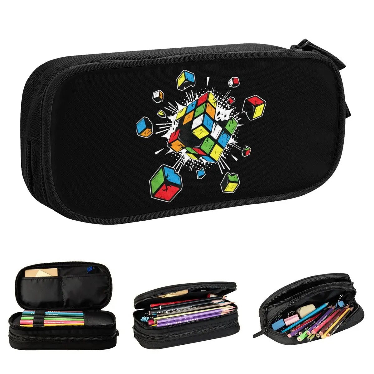 

Exploding Rubix Rubiks Rubics Cube Present Pencil Cases Fashion Pen Bag Student Big Capacity Students School Gift Pencil Box