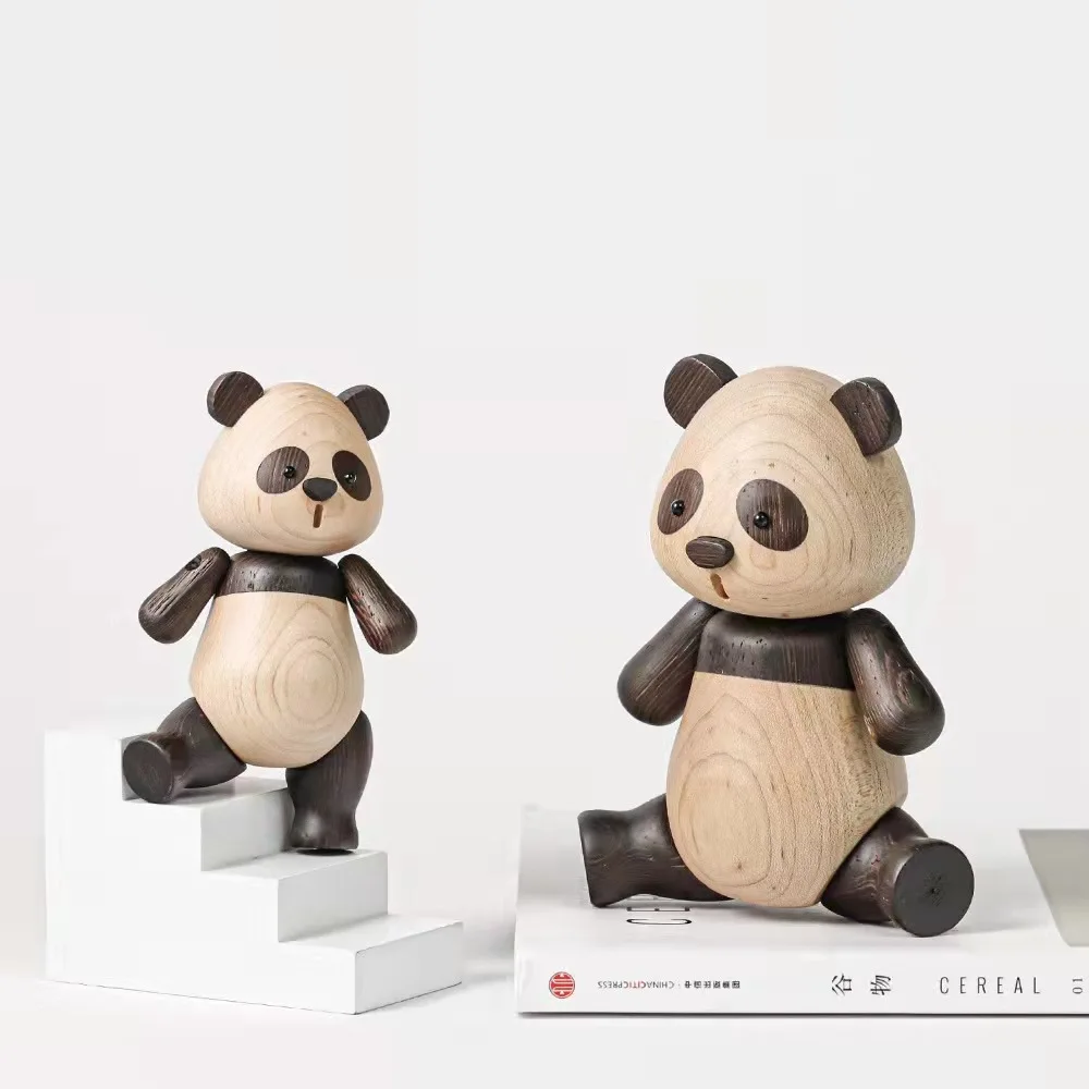 

Домашняя Скандинавская креативная фигурка панды в виде животного, милые подарки, современные аксессуары, деревянные игрушки, деревянная фигурка, настольные куклы для украшения, ручная работа