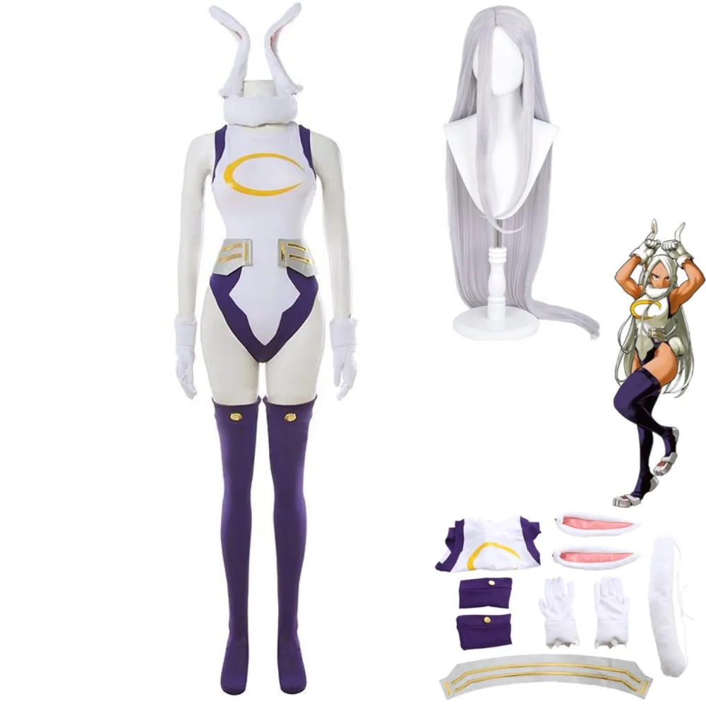 

Anime My Hero Academia Miruko Cosplay Costume Rabbit Hero Wig Tight Printing Jumpsuits Woman Sexy Kawaii Carnival Party Suit