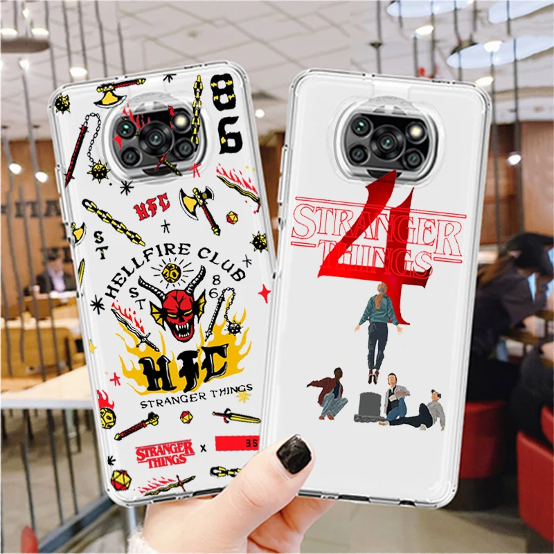 

Phone Case For Xiaomi Mi Poco X4 X3 NFC F4 F3 GT M4 M3 M2 X2 F2 F1 Pro C3 5G Luxury Stranger Things Cool Transparent TPU Cover