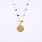 Ожерелье с картой мира из нержавеющей стали для женщин, металлический медальон с монетами, подвеска, каменная цепочка, чокер, женское колье