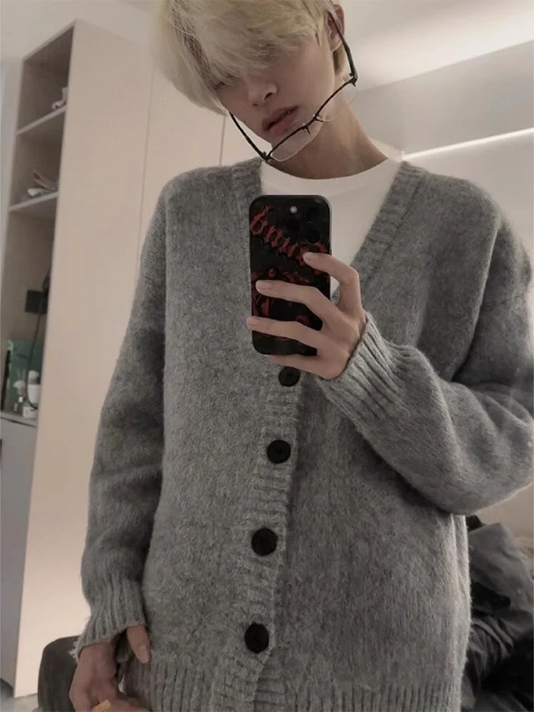 Cleanfit Cardigan Outerwear Men's Idle Sle V-neck Sweater Spring and Autumn Korean Series High-Grade Casual Knit Top