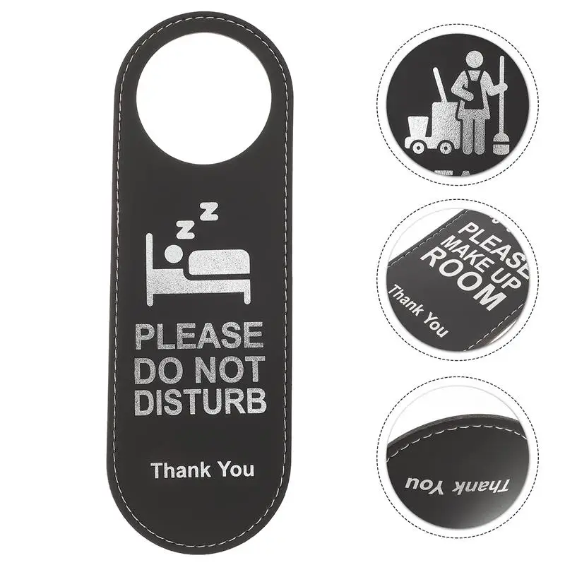 

1PC Door Sign Leather Do Not Disturb Door Hanging Sign Cleaning Double-Sided Door Tags Shop Pendant For Club Cafe Hotel
