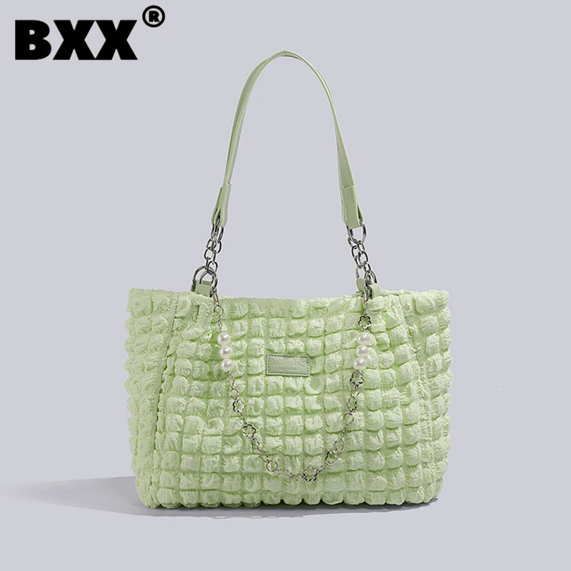 

[BXX] Large Capacity Candy Color Office Lady Shopping Tote Bag For Women 2023 New Fashion High-end Puff Handbag Trendy 8AB843