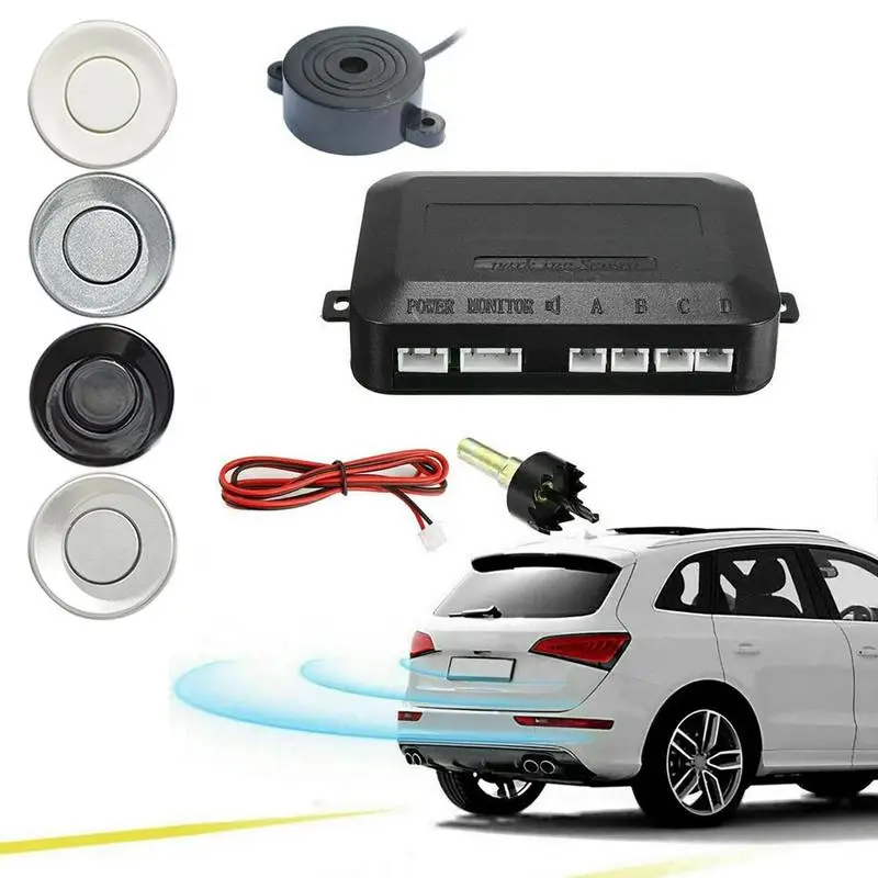 

12V Waterproof Reversing Sensor 4 Sensors Buzzer Car Parking Sensor Kit Reverse Backup Radar Sound Alert Indicator Probe System