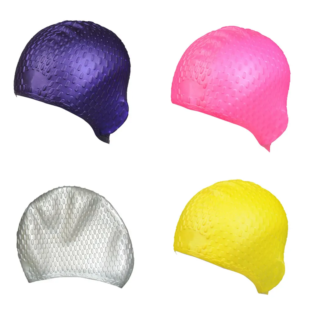 

Unisex Flexible Waterproof Silicone Swimming Cap Adult Waterdrop Design Swim Head Cover Protect Ear Hat