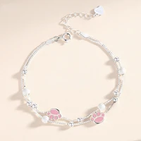 2022 creative new hot selling small fresh style s925 sterling silver pink cat claw bracelet
